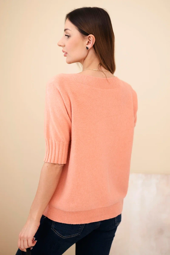 Damenpullover aus Viskose mit kurzen Ärmeln dunkel apricot