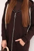 Insulated women's hoodie with a zipper brown