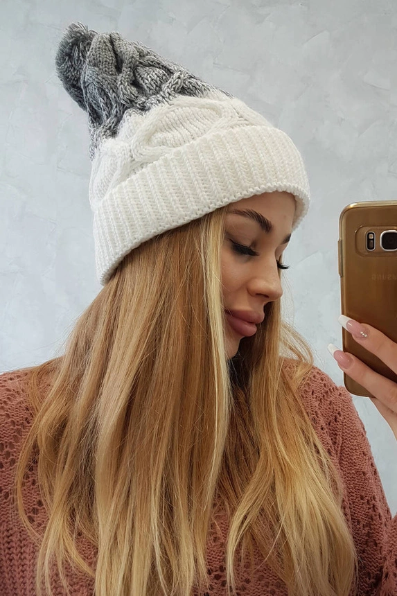 Cap with fleece Alice K248 white+gray