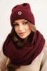 Ladies' set with a hat and a scarf made of soft knit burgundy