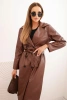 Damen-Trenchcoat aus Kunstleder mit Gürtel und Kragen hellbraun