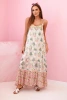 Women's dress with straps made of light viscose pink