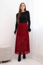 Women's skirt with lace and lining burgundy