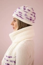 Women's set with a shawl Anika K304 ecru + purple