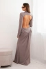 Women's long dress with viscose, turtleneck and open back fango