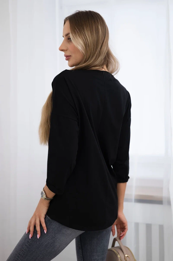 American Girl Grafik Bluse schwarz S/M - L/XL