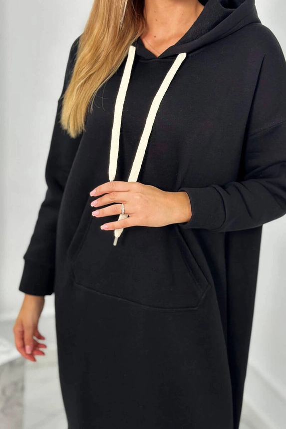 Long dress with a hood black