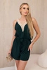 Short jumpsuit with decorative lace dark green