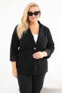 Dámské sako Plus Size manšestrové s klopami a kapsami černá