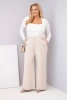 Moteriškos Plus Size kelnės su plačia kojine ir aukštu liemeniu bežinės