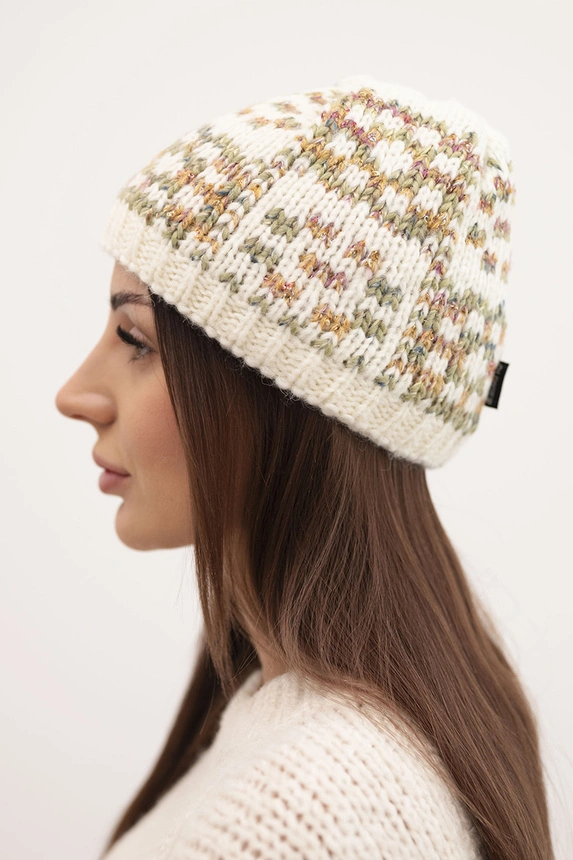 Women's wool winter hat with decorative crystals K399 black