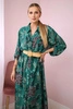 Viscose dress with belt dark green