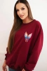 Bluza damska oversize z bawełny z kolorowymi skrzydłami na plecach bordowa