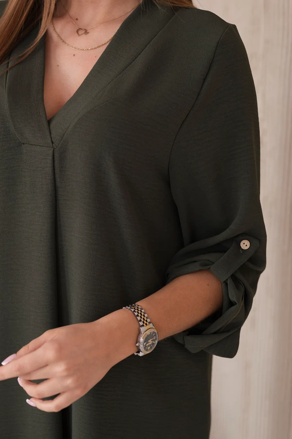 V-neck dress khaki