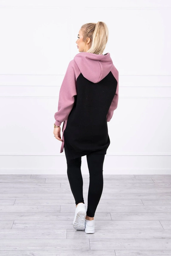 Kleid mit Kapuze zweifarbig dunkelrosa