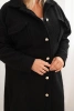 Plus Size women's coat with wool, buttoned, with pockets and collar black