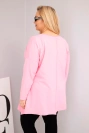 Plus Size women's cotton blouse with an asymmetrical bottom and cutouts light pink