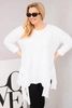 Women's cotton Plus Size blouse with an asymmetrical hem and cut-outs white