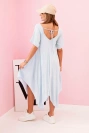 Damenkleid aus Viskose mit kurzen Ärmeln und ausgestelltem Saum blue