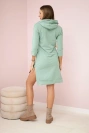 Dress with longer back and colorful print dark mint