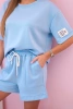 Butterfarbenes Damen-Set mit hoch taillierten Shorts blau