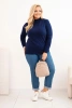 Moteriškas džemperis Plus Size iš viskozės su golfo apykakle mėlynas