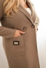 Dámský elegantní kabát Plus Size s límcem a velkými kapsami fango