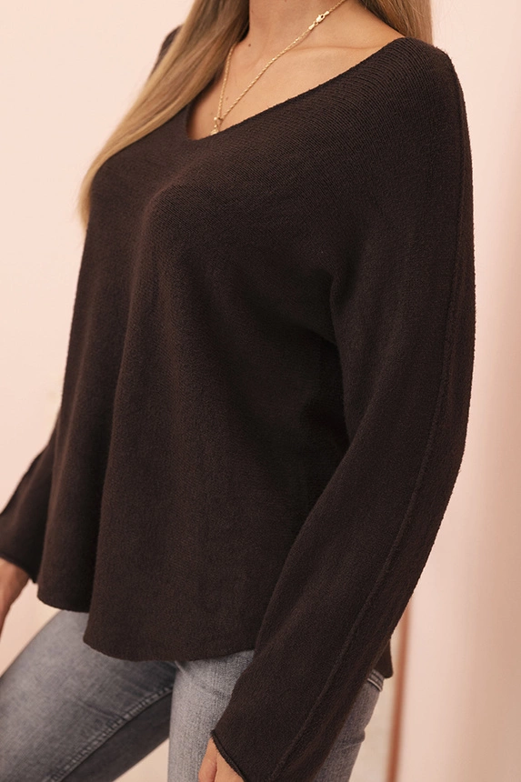 Damenpullover aus Viskose mit V-Ausschnitt braun