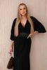 Muslin dress with embroidery at the waist black