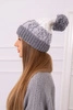 Damenmütze mit Bommel Abigail K326 grau+weiss