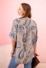 Women's cotton blouse with decorative print and rolled-up sleeves fango