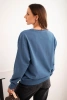 Basic women's looped cotton sweatshirt with a round neckline denim