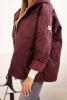 Women's quilted jacket with a hood plum