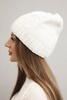 Women's winter hat made of wool with a geometric pattern K479 white