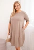 Damen Baumwollkleid Plus Size mit umschlagbarem Ärmel und Taschen fango