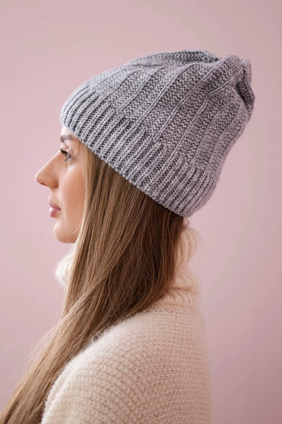 Cap with fleece Anna K238 light gray