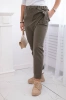 Trousers tied with an asymmetrical front khaki