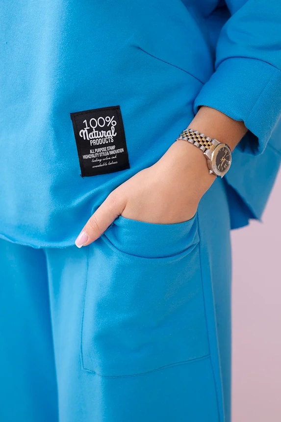 Baumwoll-Sweatshirt-Hosen-Set türkis