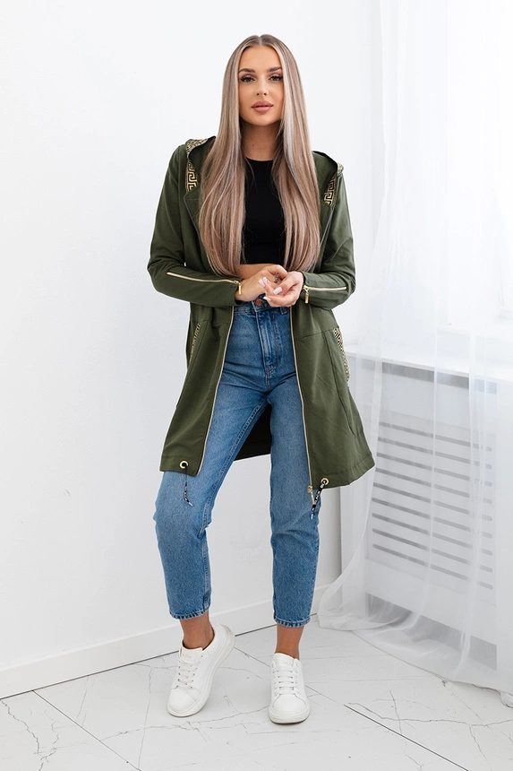 Mikina s ozdobnou páskou kaki