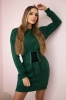 Insulated dress with a decorative belt dark green