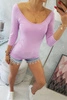 Bluse mit Rundhalsausschnitt hell lila