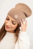 Classic women's hat made of soft knit with a decorative plate fango