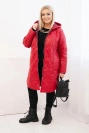 Plus Size women's winter quilted jacket with a hood red