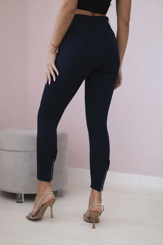 Cotton pants with a bow navy blue