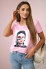 Blouse with a woman's graphics powdered pink