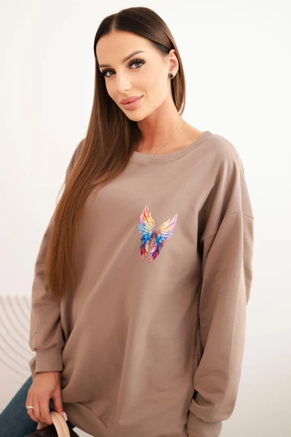 Dámská oversize mikina z bavlny s barevnými křídly na zádech fango