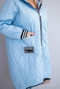 Plus Size women's quilted jacket with a hood and sporty cuffs blue