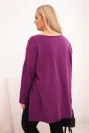 Asymmetrical Plus Size women's blouse with long sleeves dark purple