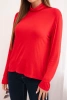 Women's viscose blouse with a turtleneck and long sleeves red
