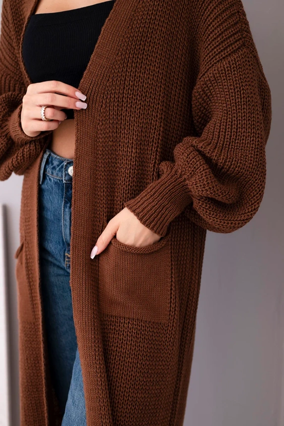 Pullover lange Strickjacke hellbraun